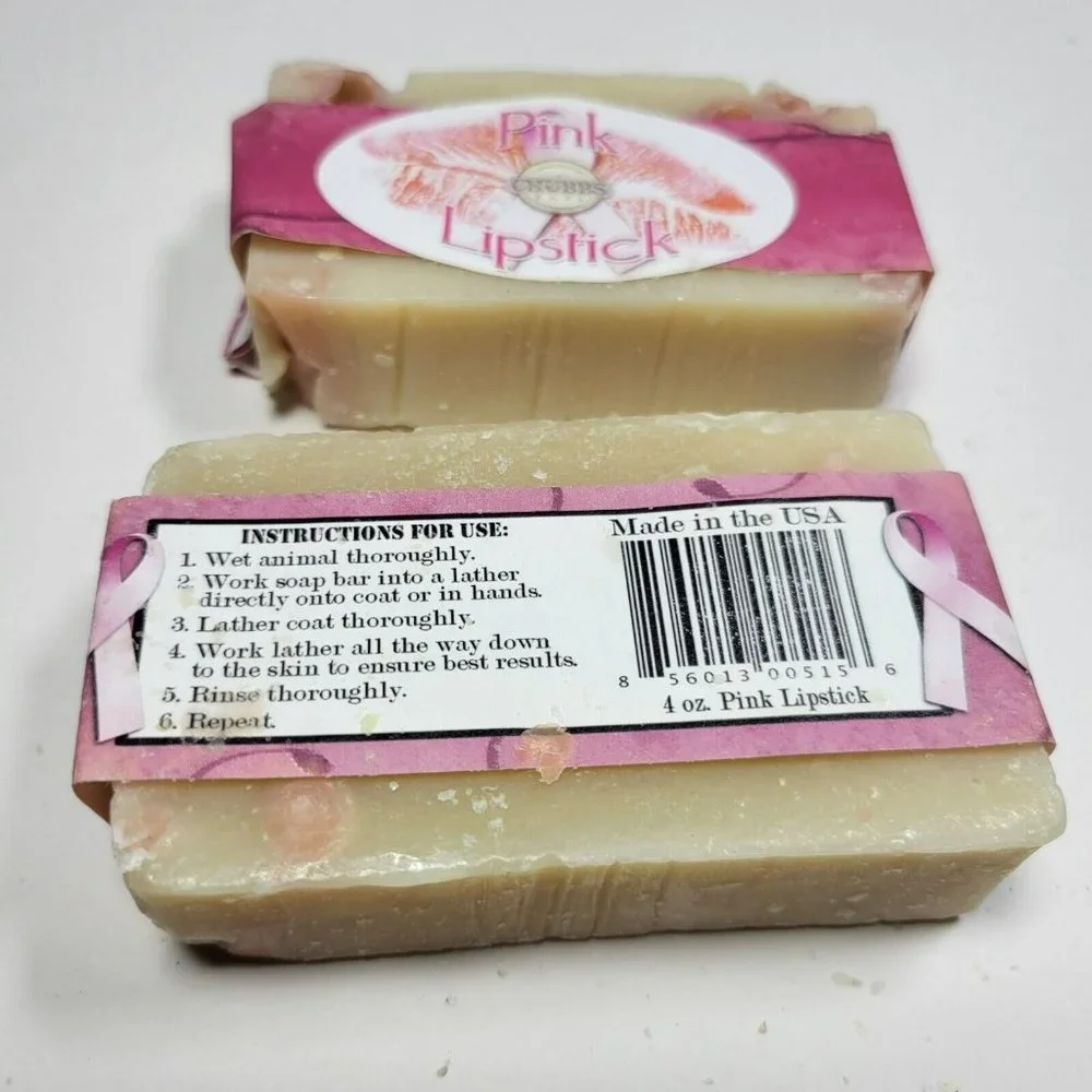 CHUBBS Pet Shampoo Soap Bar Lot of 2 Pink Lipstick 4oz Organic Dog Cat Animal - Picture 2 of 3